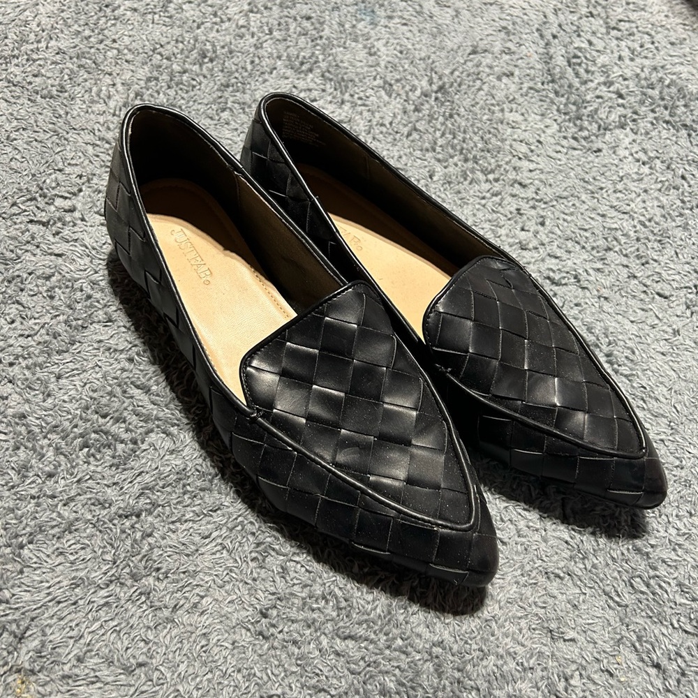 JustFab Black Textured Flats